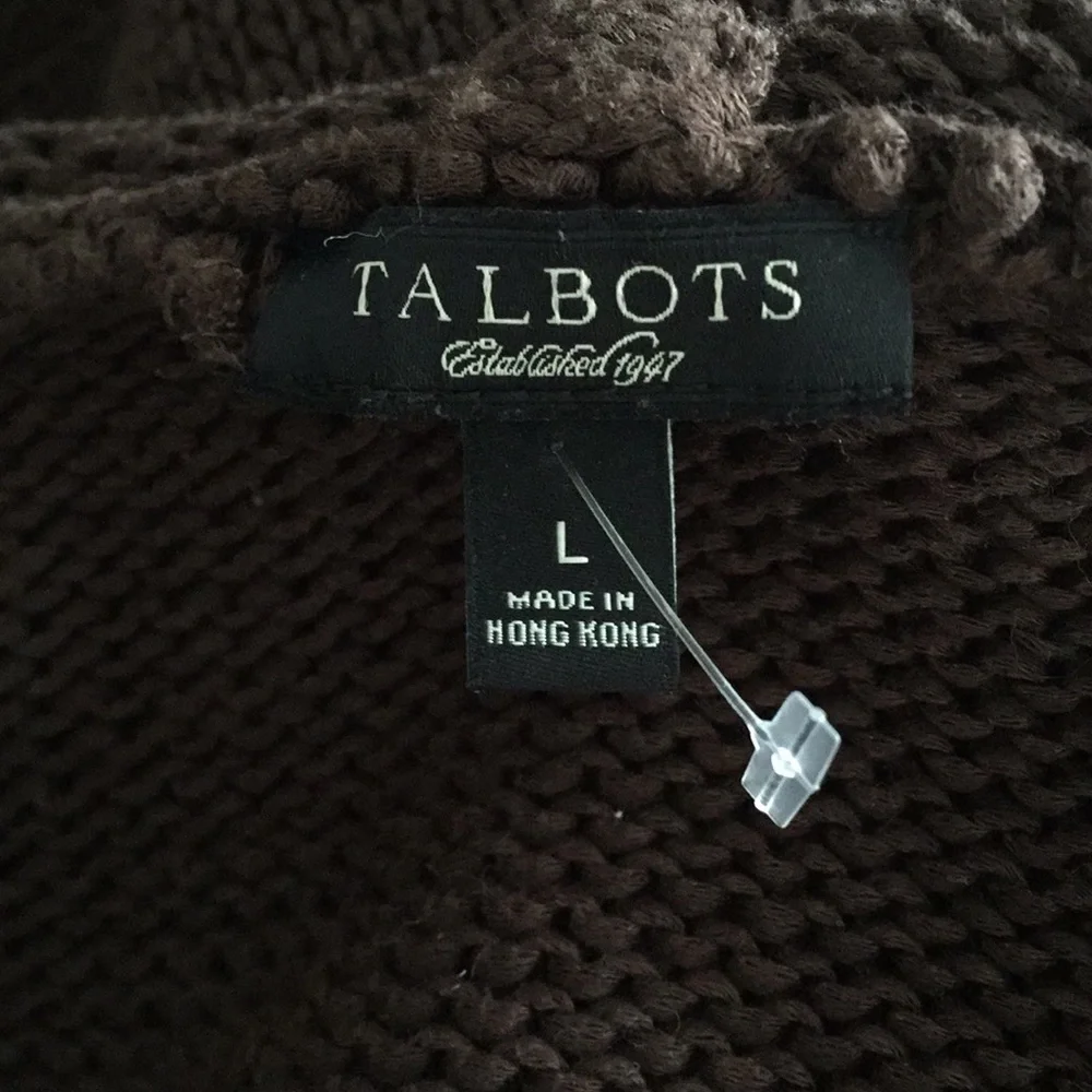 Vintage Talbots mercerized cotton v neck hoodie sweate - Picture 5 of 7